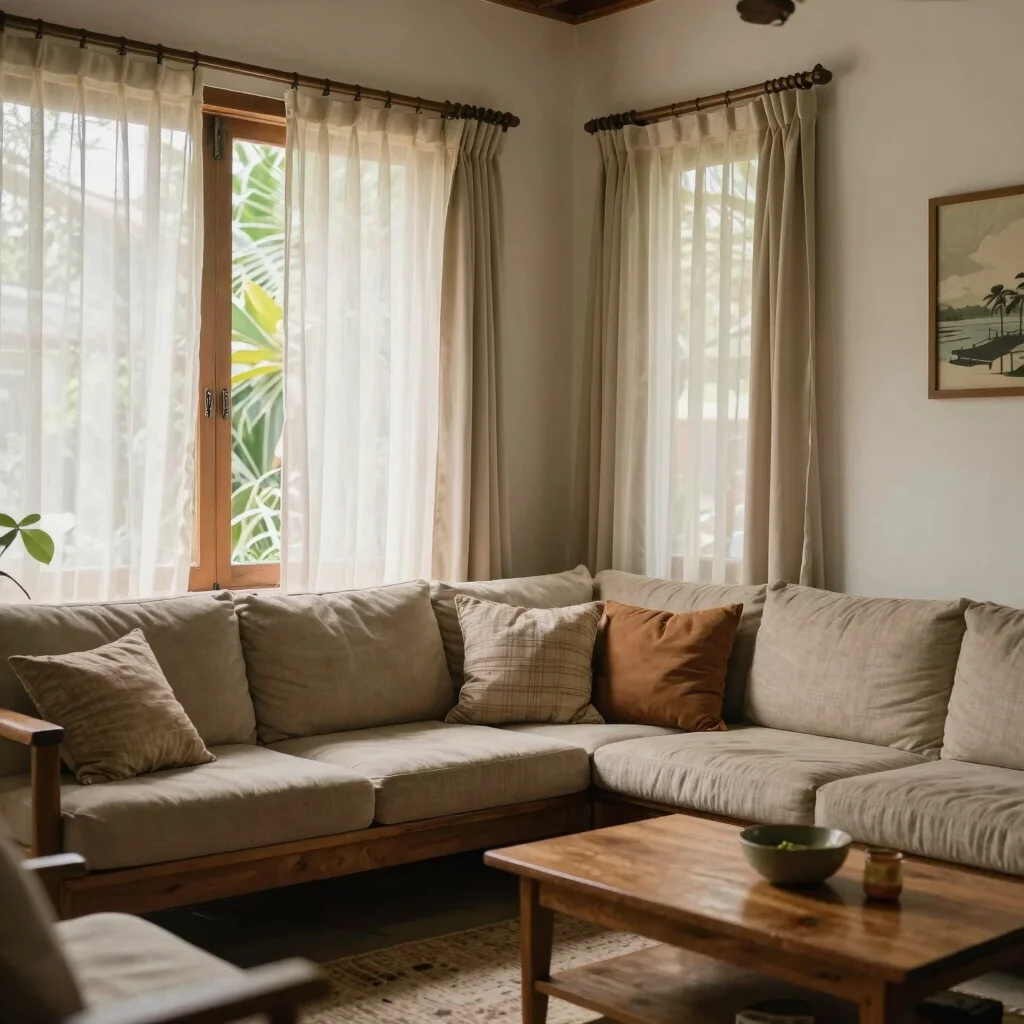 Editorial interior photograph of a warm family living room corner